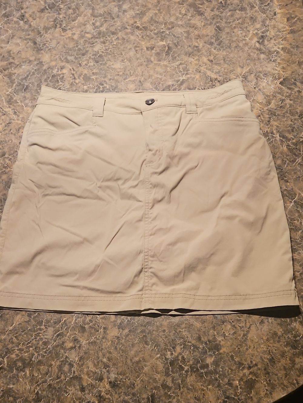 Beige Mini Skirt with Front Seam